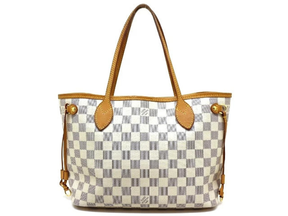 LOUIS VUITTON Neverfull Tote Bag Damier Azur White